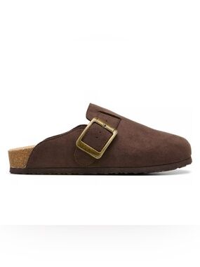 Steve Madden - Prim Clog Brown - Suede Slip-On Clogs with Buckle